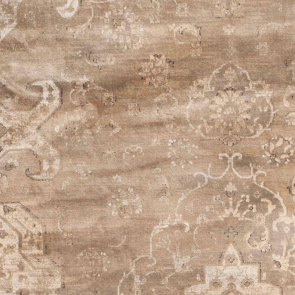 Elegant Mouse Floral Hand-Knotted Viscose Area Rug - 6'7" x 9'2"