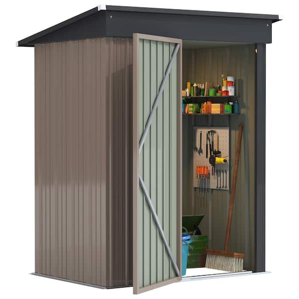 Tozey 3 ft. W x 5 ft. D Outdoor Storage Metal Shed Lockable Metal Garden Shed for Backyard Outdoor (14.5 sq. ft.)