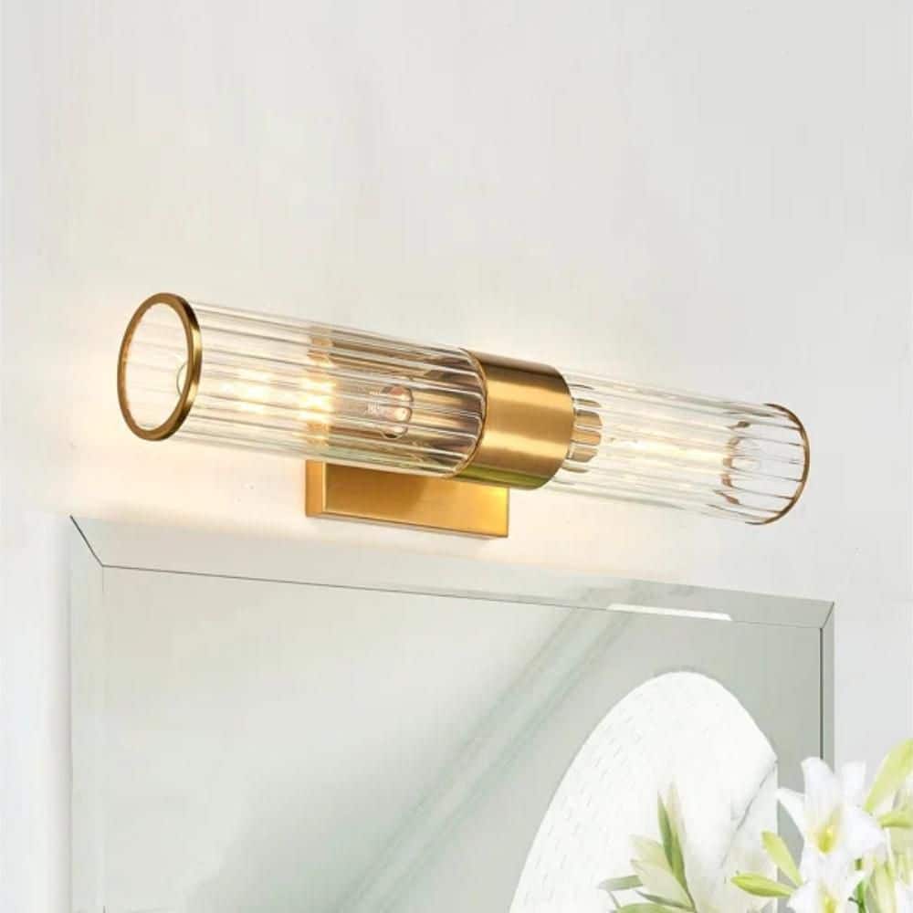 Delux 19 in. 2 Light Gold Bathroom Vanity Light with Glass Shade, Bulb Not Included price history on PriceWatchPro
