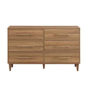 Roseville 6-Drawer Light Oak Dresser (32 in. H x 54 in. W x 17 in. D)