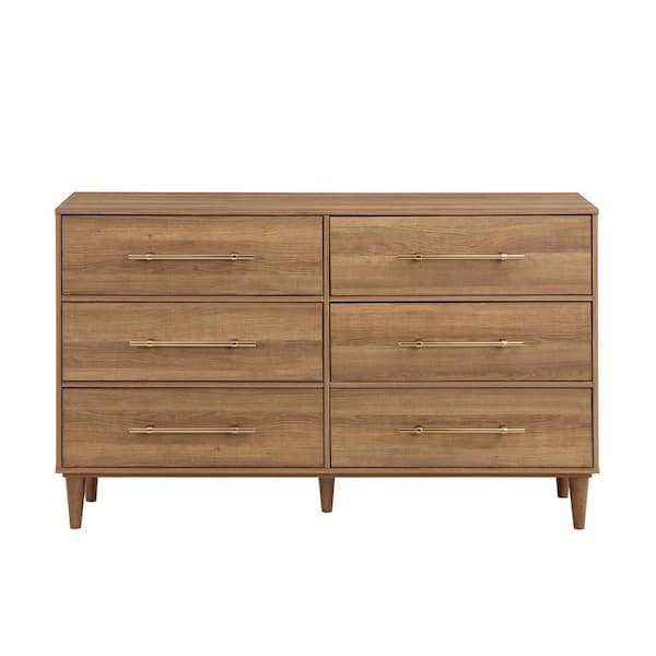 Furniture of America Roseville 6-Drawer Light Oak Dresser (32 in. H x 54 in. W x 17 in. D)