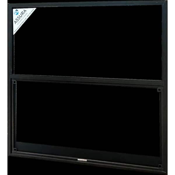 AWP 53 1/8 in. X 50 5/8 in. Series 2500 Bronze Single Hung Aluminum Impact Window 5/16 Annealed Grey W/Screen