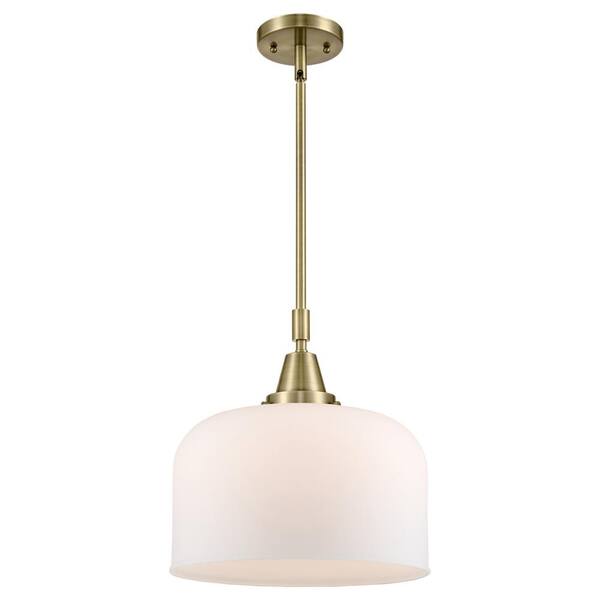 Bell 100-Watt 1-Light Antique Brass Standard Mini Pendant Light with Painted Glass Shade, No Bulbs Included
