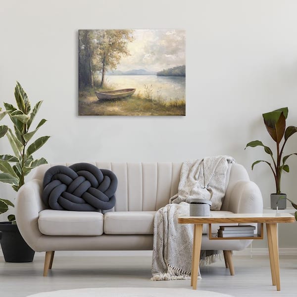 Boat at Lake's Edge by Petal Prints Design Unframed Nature Graphic Art Print 30 in. x 40 in.