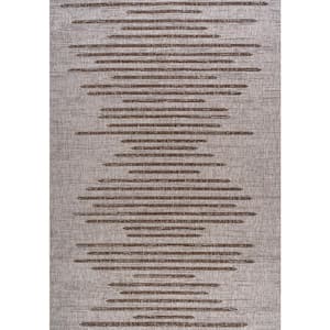 Zolak Berber Stripe Geometric Beige/Brown 5 ft. x 8 ft. Indoor/Outdoor Area Rug