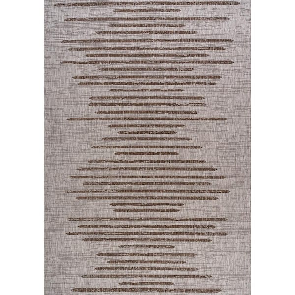 Zolak Berber Stripe Geometric Beige/Brown 8 ft. x 10 ft. Indoor/Outdoor Area Rug