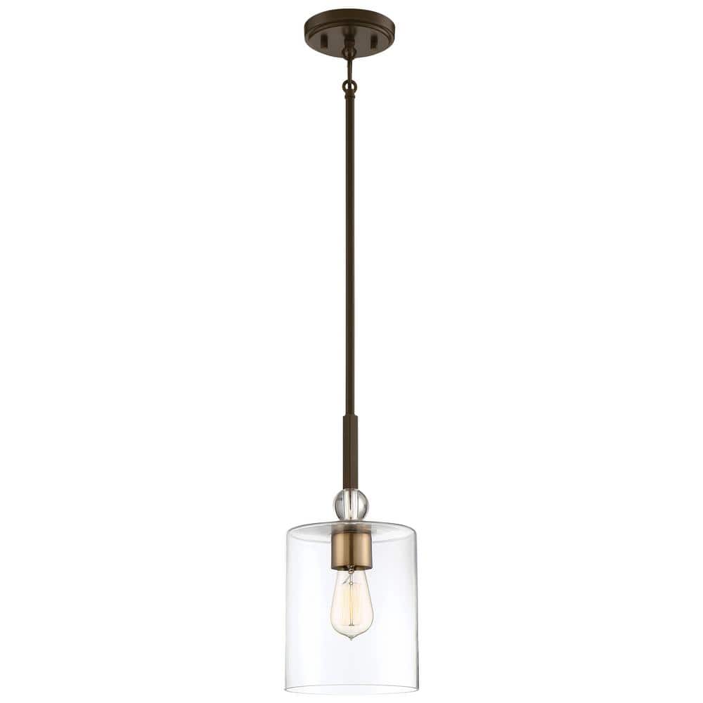 Transitional Mini Pendant Light in Painted Bronze with Clear Glass