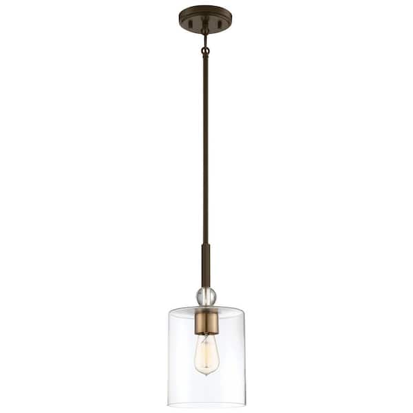 Minka Lavery Studio 5 1-Light Painted Bronze with Natural Brushed Brass Pendant