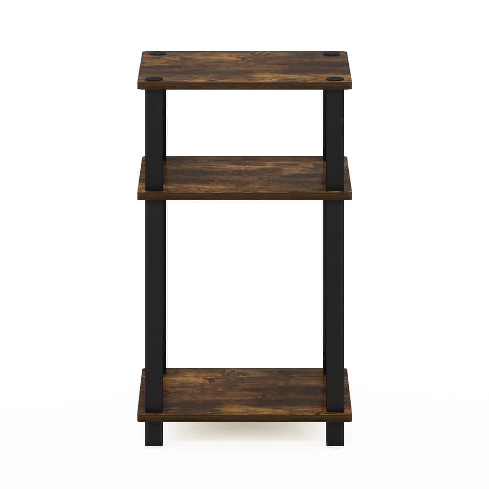 Amber Pine and Black 3-Tier Wood End Table