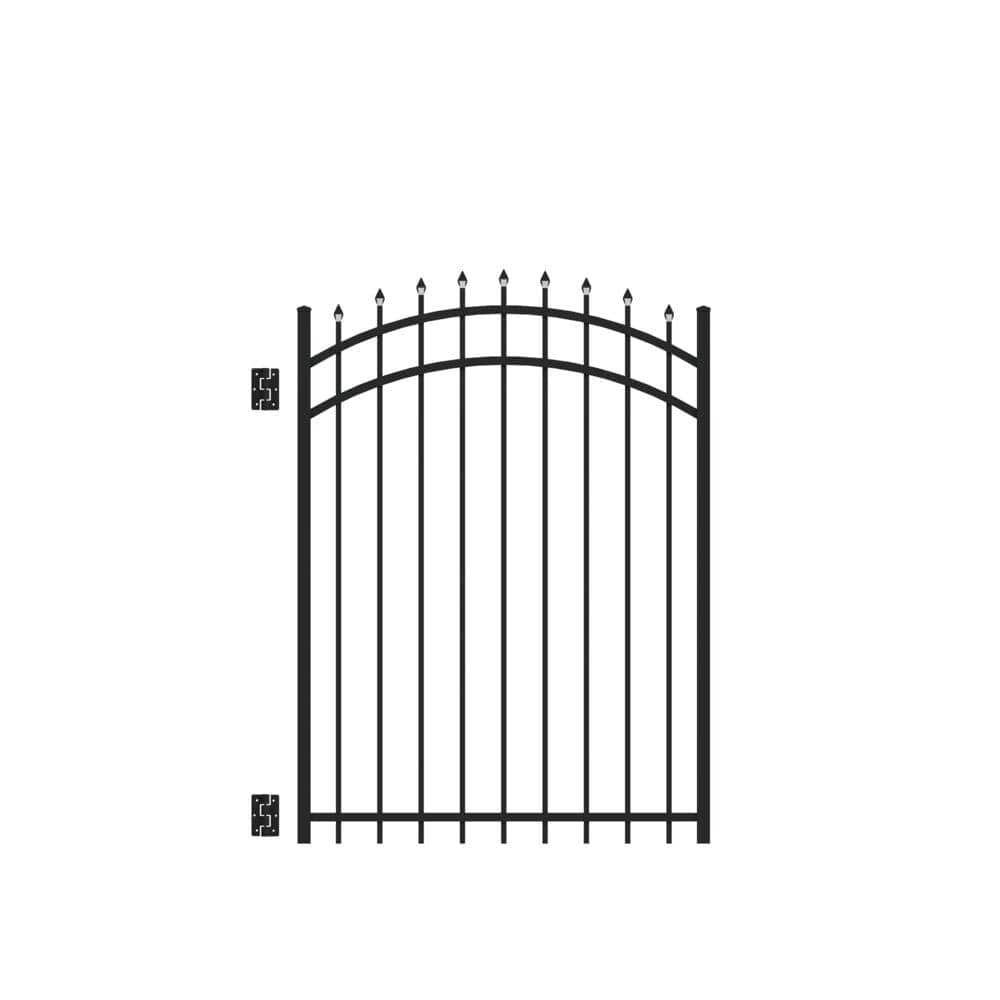 Barrette Outdoor Living Cascade Standard-Duty 4 ft. W x 5 ft. H Black Aluminum Arched Pre-Assembled Fence Gate