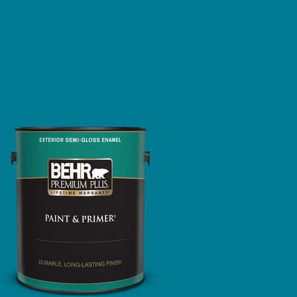 BEHR PREMIUM PLUS 1 gal. #520B-7 Havasu Semi-Gloss Enamel Exterior Paint & Primer