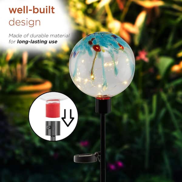 Outdoor Decor Multicolor Solar Crackle Garden Globe with Fairy Lights 