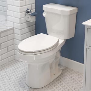2-piece 1.28 GPF Single Flush ADA Chair Height Elongated Toilet Map Flush 1000g, Soft-Close Seat Included