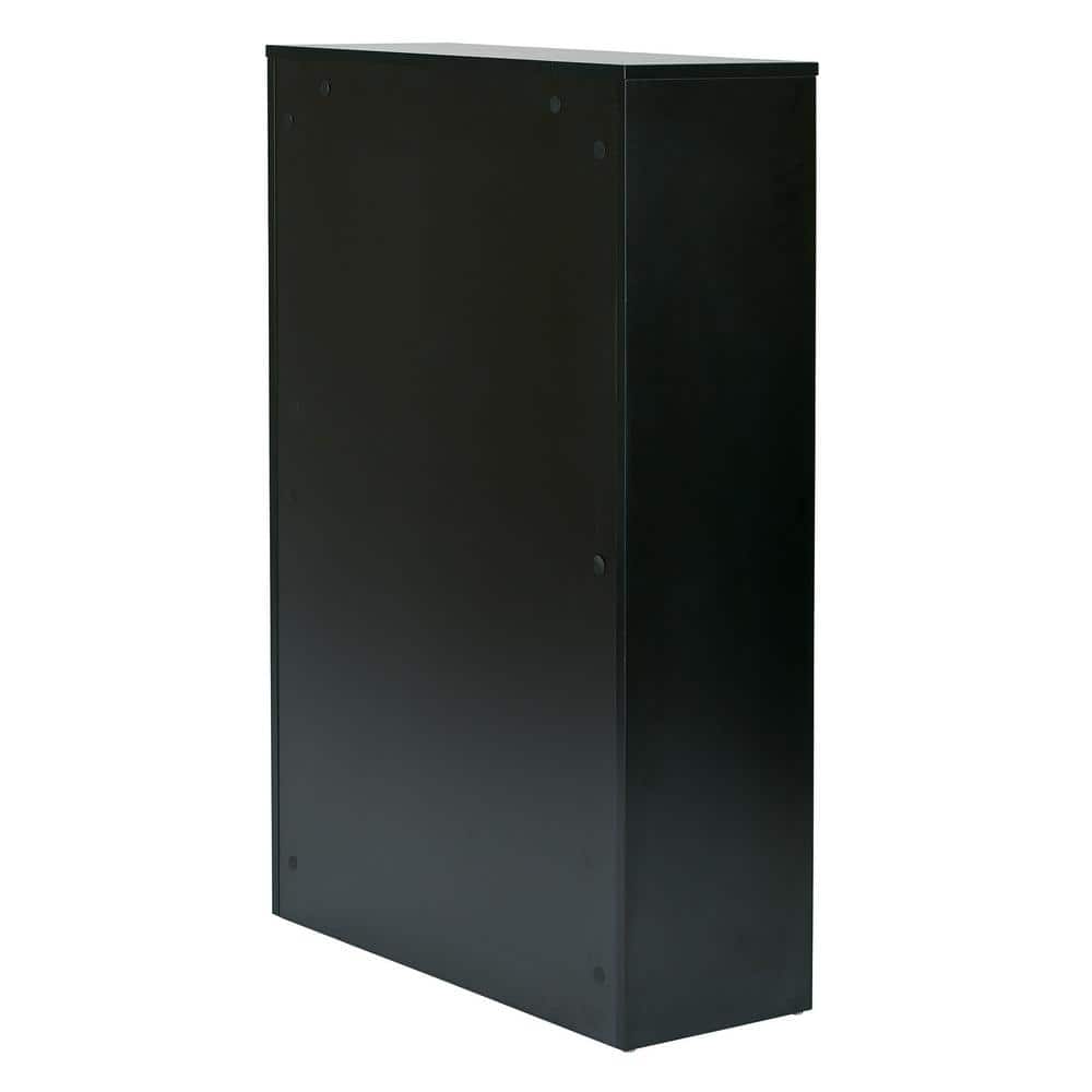 Prado Adjustable 3-Shelf Black Laminate Bookcase, 48" Height