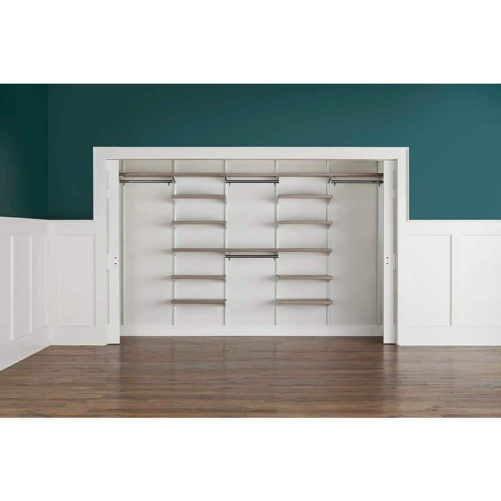 Everbilt Genevieve 10 ft. Gray Adjustable Closet Organizer Long and
