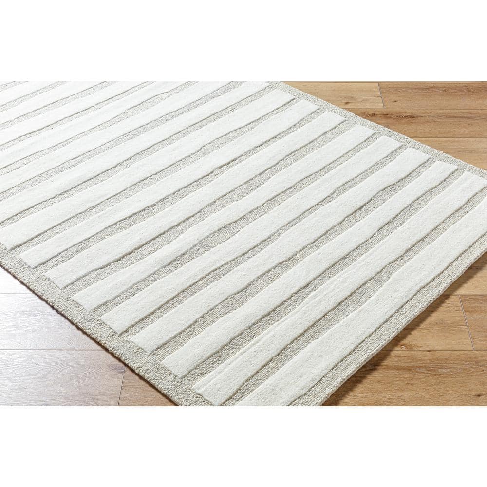Triton Hand Tufted Wool Gray Striped 8' x 10' Rug