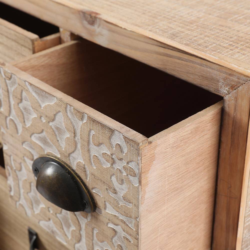 White Fir and Iron Mid-Century Bohemian Accent Cabinet