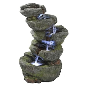 Breakneck Falls Stone Bonded Resin Illuminated Garden Fountain