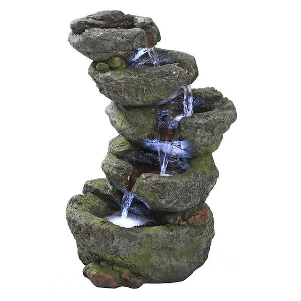 Design Toscano Breakneck Falls Stone Bonded Resin Illuminated Garden ...