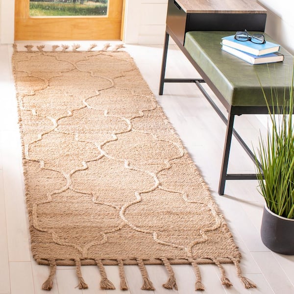 Natural Fiber 2 ft. x 10 ft. Natural Geometric Runner Rug