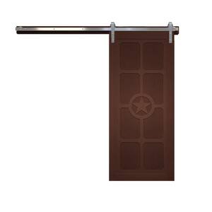 30 in. x 84 in. The Trailblazer Coffee Wood Sliding Barn Door with Hardware Kit in Stainless Steel