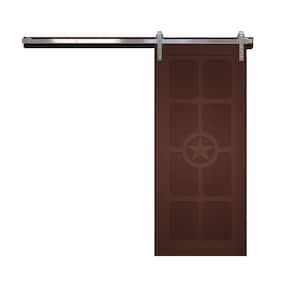 36 in. x 84 in. The Trailblazer Coffee Wood Sliding Barn Door with Hardware Kit in Stainless Steel