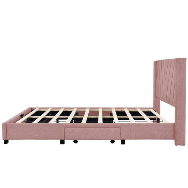 Harper & Bright Designs Pink Wood Frame Queen Size Linen Harper & Bright Designs Pink Wood Frame Queen Size Linen