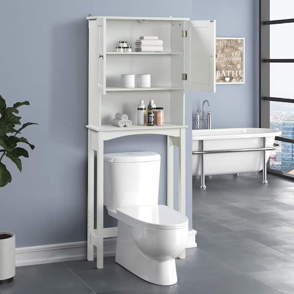 25 in. W x 77 in. H x 7.9 in. D Matte White Bathroom Over-The