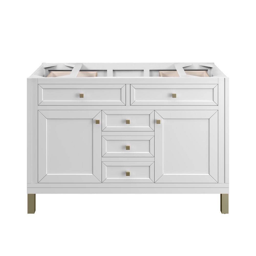 James Martin Vanities Chicago 48.0 in. W x 23.5 in. D x 32.8 in. H Single Bath Vanity Cabinet without Top in Glossy White -  305-V48-GW