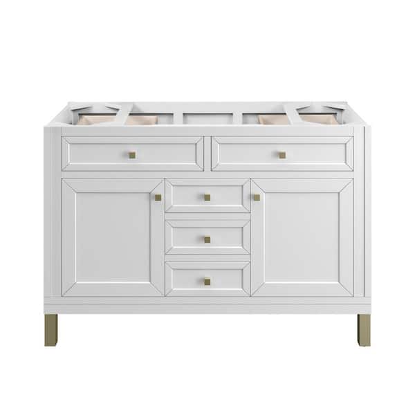 James Martin Vanities Chicago 48.0 in. W x 23.5 in. D x 32.8 in. H Single Bath Vanity Cabinet without Top in Glossy White