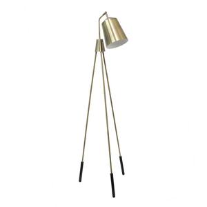 65 in. Antique Brass Industrial 1-Light Tripod Floor Lamp with Interior White Spotlight
