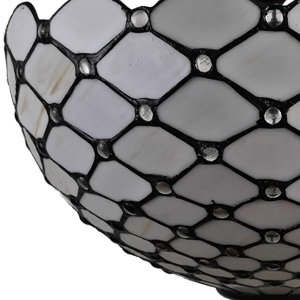 White Stained Glass Vintage Semi-Flush Ceiling Lamp