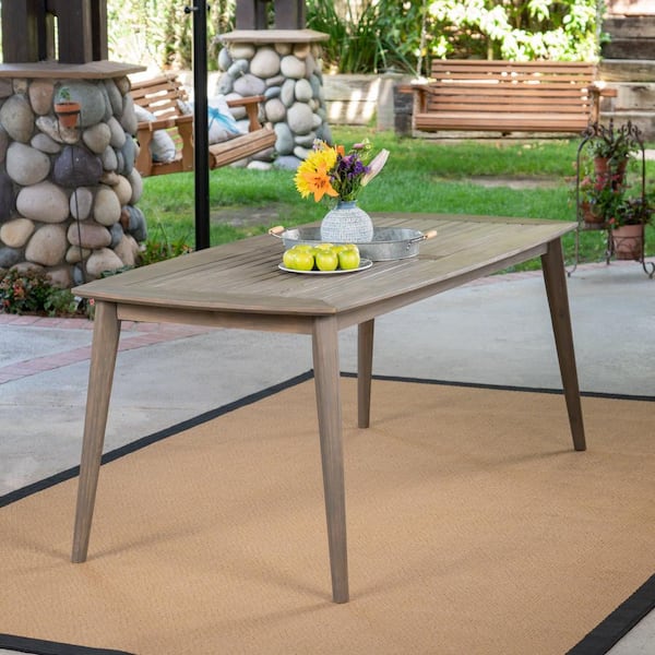 Noble House Sunqueen Gray Rectangular Wood Outdoor Patio Dining Table