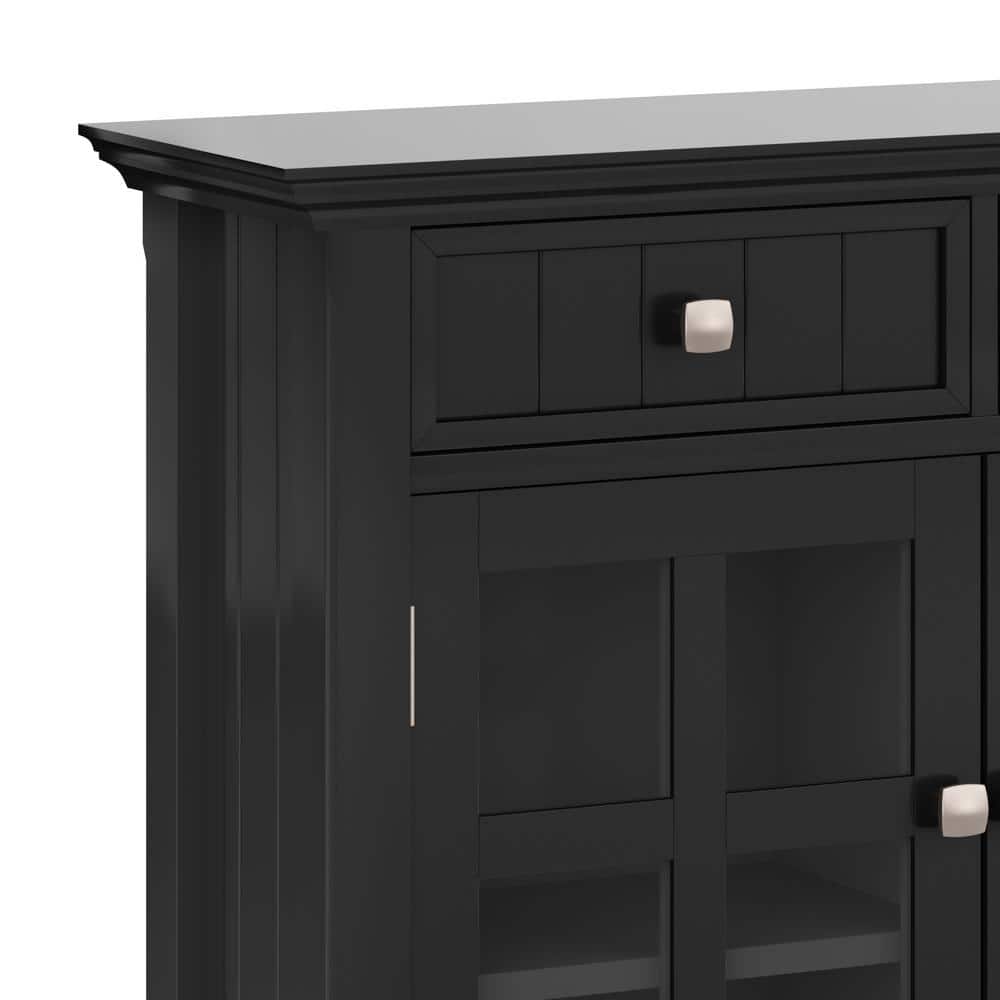 Black Solid Wood Freestanding Office Storage Cabinet with Adjustable Shelving