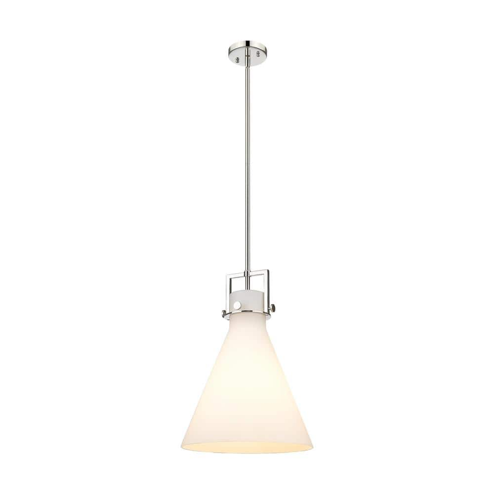 Innovations Newton Cone 100-Watt 1 Light Polished Nickel Shaded Pendant Light with Frosted glass Frosted Glass Shade