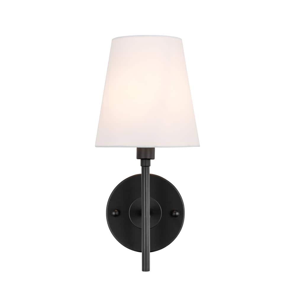 Timeless Home Cecilia 6 in. W x 12.1 in. H 1-Light Black and White Shade  Wall Sconce LVNW12366BK - The Home Depot
