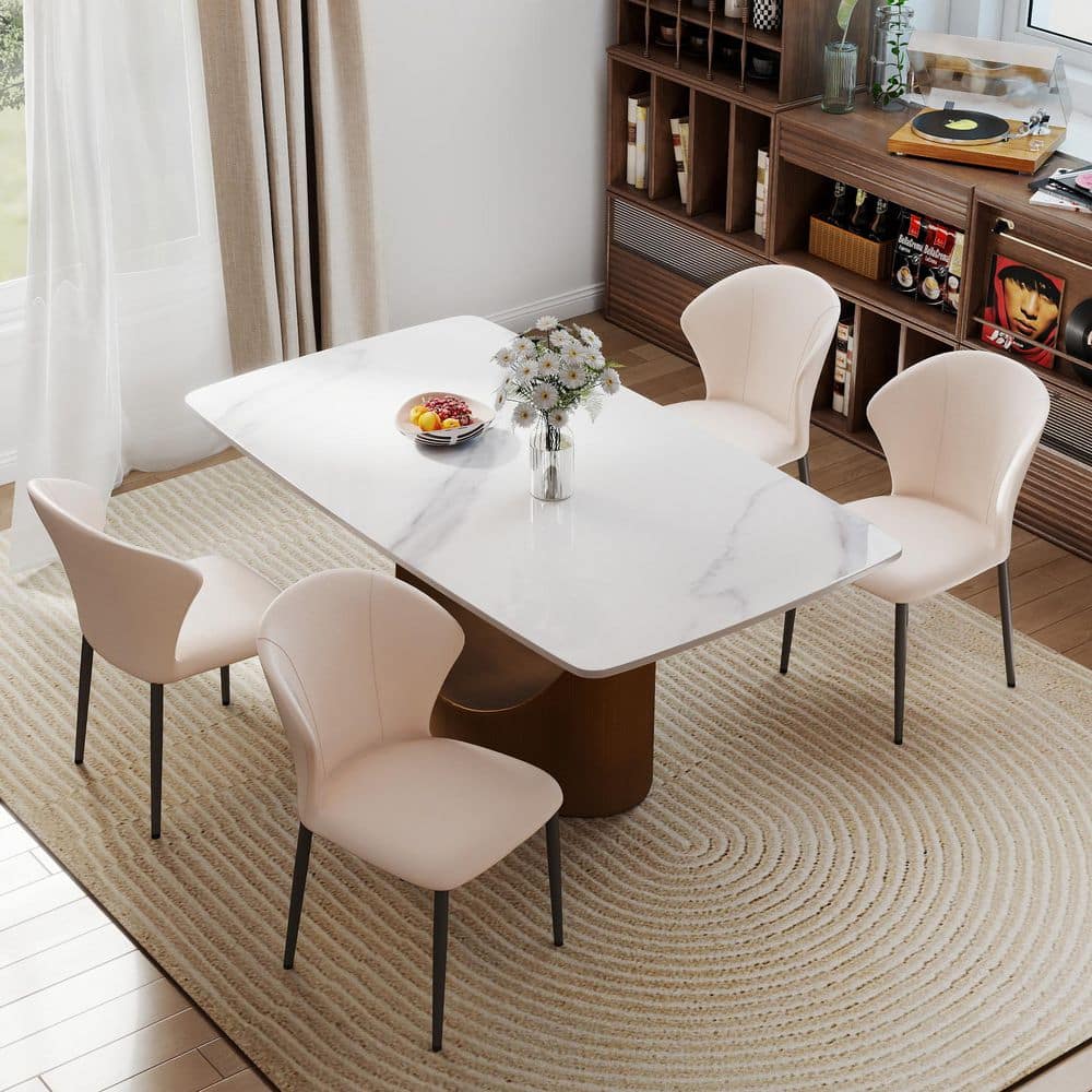 Set of 4 Modern Comfortable Upholstered Artificial Leather Dining Chair for Kitchen Dining Room, White price history on PriceWatchPro
