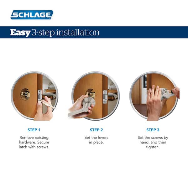 Schlage Traditional Bright Brass/Bright Chrome Bed and Bath Lever Right or Left Handed Schlage Traditional Bright Brass/Bright Chrome Bed and Bath Lever Right or Left Handed