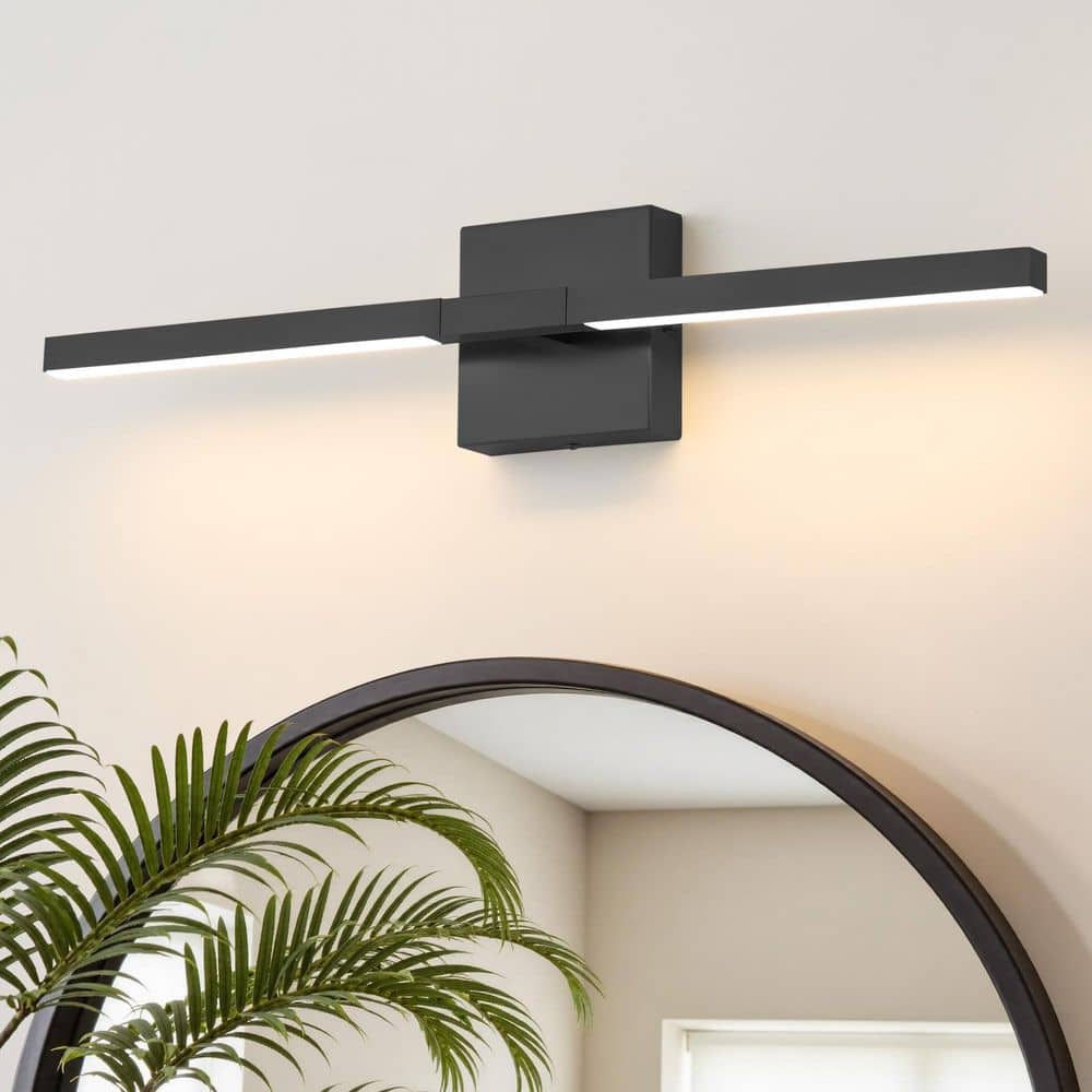 Modern 23.6 in. 2-Light Black LED Vanity Light Bar with 360° Rotation 24W Bathroom Vanity Light price history on PriceWatchPro