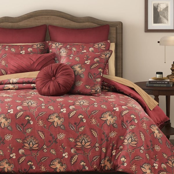 QUEEN STREET NEW YORK Bari Red Polyester Full/Queen 3-Piece