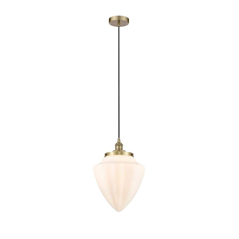Bullet 100-Watt 1-Light Antique Brass Standard Mini Pendant Light with Painted Glass Shade, No Bulbs Included price history on PriceWatchPro