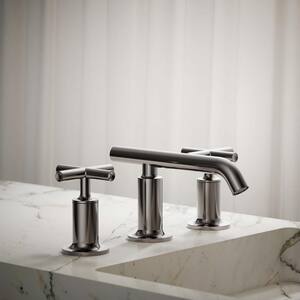 Purist Widespread Double Handle 1.2 GPM Bathroom Sink Faucet with Cross Handles in Vibrant Titanium