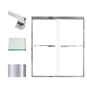 Frederick 59 in. W x 70 in. H Sliding Semi-Frameless Shower Door in Polished Chrome with Clear Glass