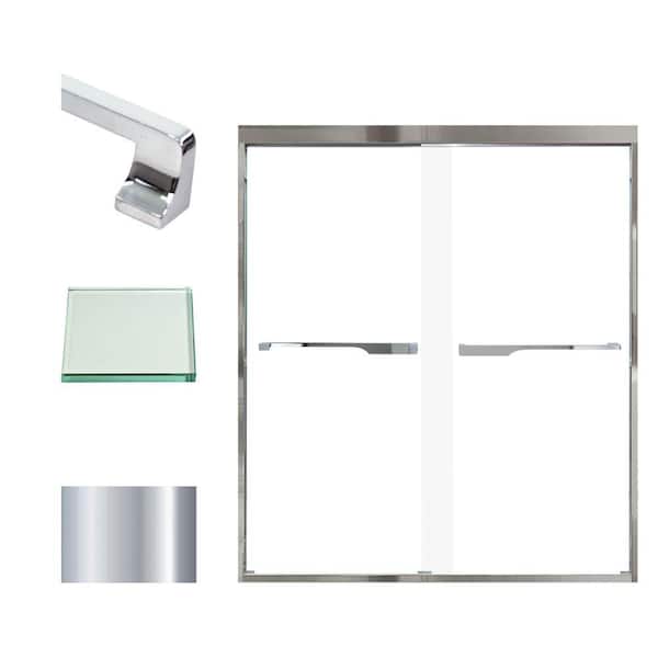 Transolid Frederick 59 in. W x 70 in. H Sliding Semi-Frameless Shower Door in Polished Chrome with Clear Glass
