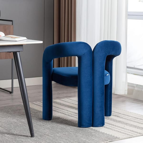 Contemporary Designed Navy Blue Velvet Upholstered Accent Arm