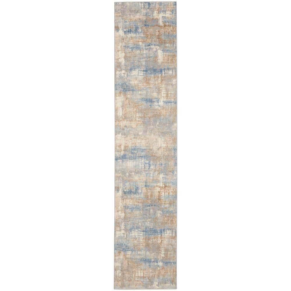 CALVIN KLEIN Rush Blue/Beige 2 ft. x 10 ft. Abstract Contemporary
