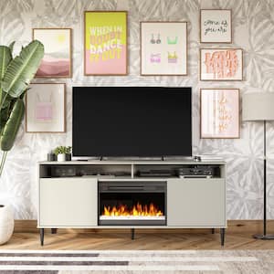 Daphne Fluted Contemporary Electric Fireplace TV Stand for TVs up to 70 in., Taupe