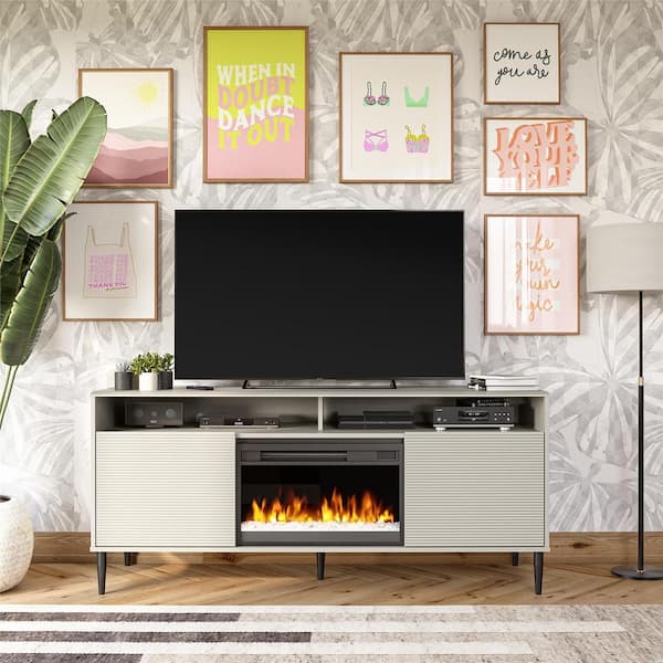 Mr. Kate Daphne Fluted Contemporary Electric Fireplace TV Stand for TVs up to 70 in., Taupe