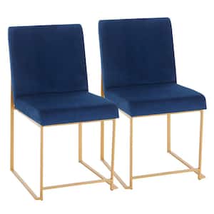 Fuji Blue Velvet Gold High Back Dining Chair (Set of 2)