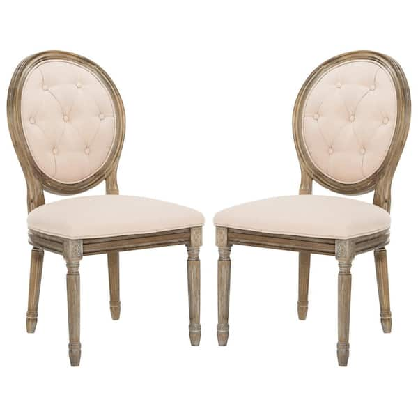 SAFAVIEH Holloway Beige Tufted Side Chair (Set of 2)